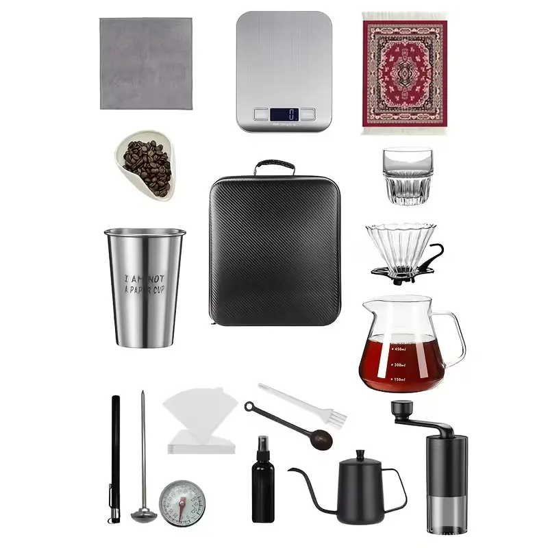 V60 Coffee Set 16-piece Drip Coffee Maker Set All-in-one Portable Travel Bag